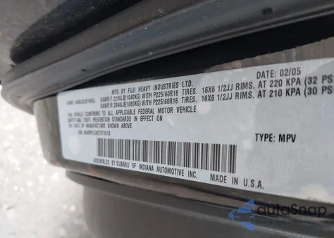 2005 Subaru Outback 2.5I from USA, damaged, VIN 4S4BP61C457371513